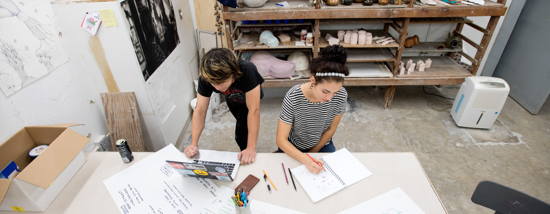 Ceramic Students in Art Studio at the University of Dallas