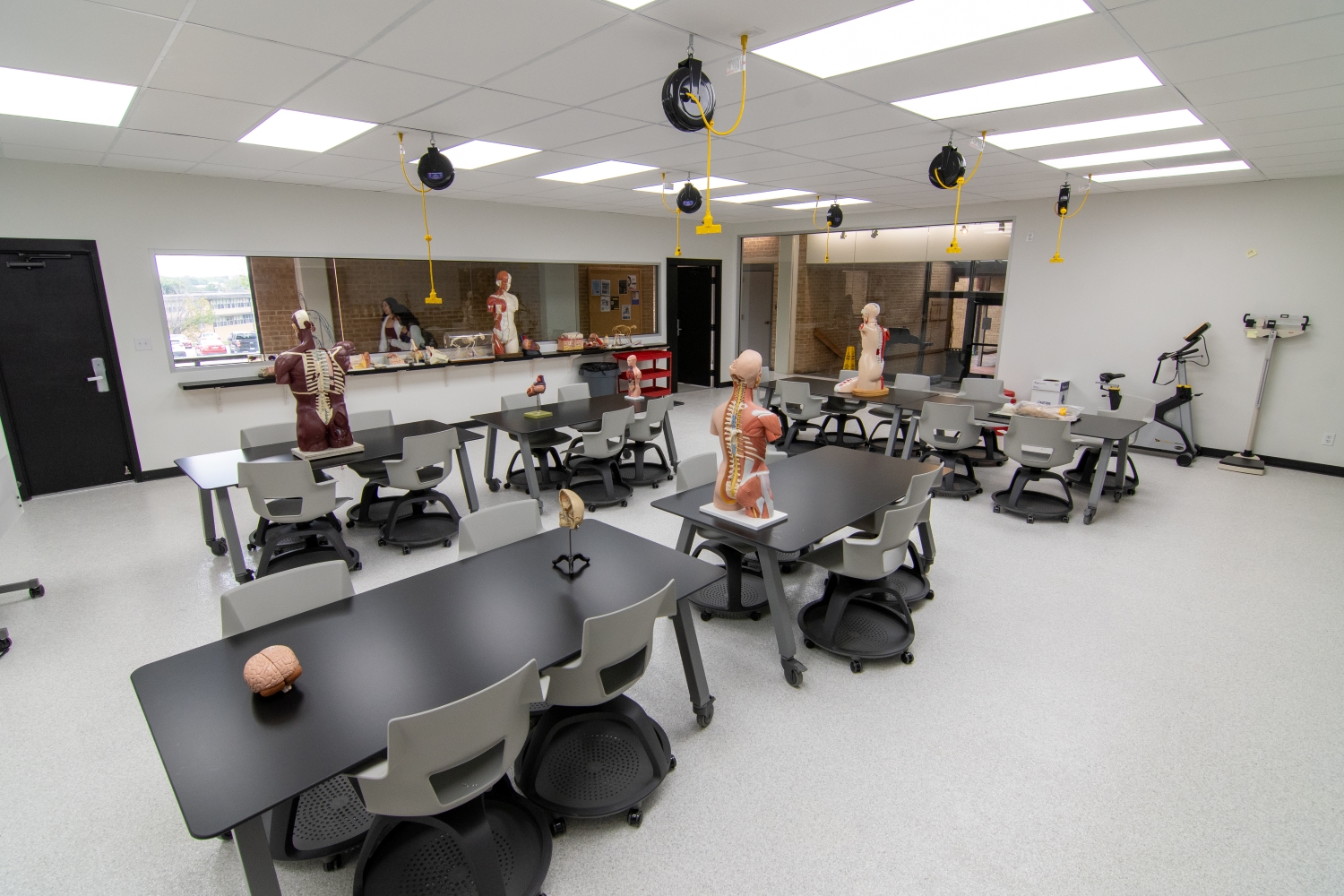 A white laboratory complete with dissection models and tables